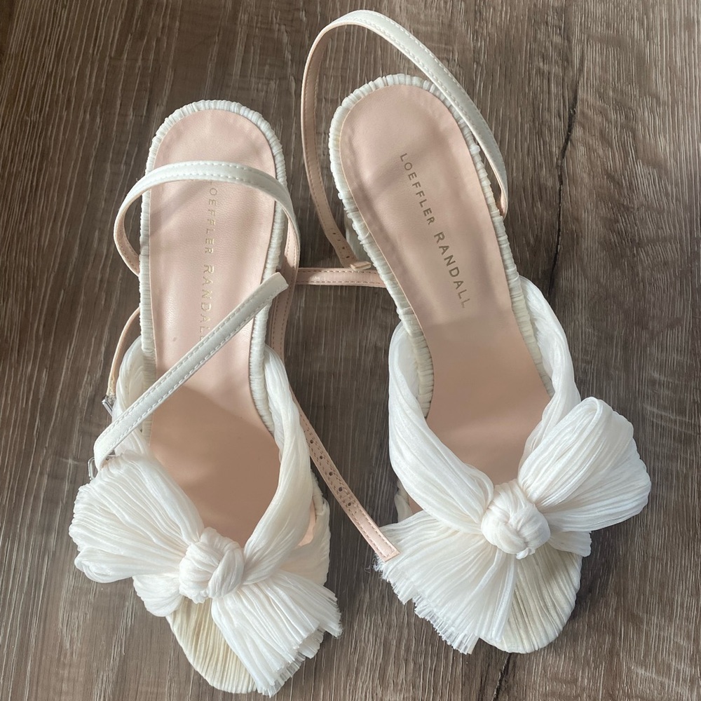 Loeffler Randall camellia Bow High Heel Sandals pearl
